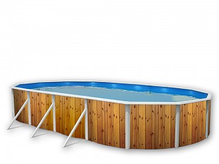 Image Kit piscine hors-sol acier Toi VETA ovale 7.30 x 3.66 x 1.20m decor bois