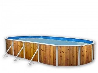 Image Kit piscine hors-sol acier Toi VETA ovale 9.15 x 4.57 x 1.20m decor bois