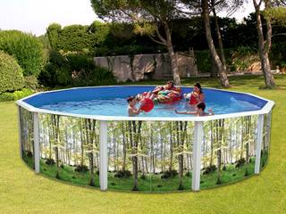 Image Kit piscine hors-sol acier Toi BOSQUE ronde Ø6.40 x 1.20m decor bosquet