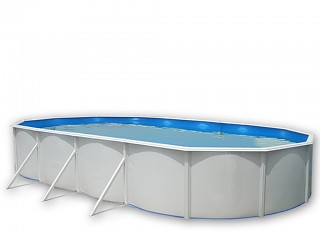 Image Kit piscine hors-sol acier Toi MALLORCA OVALADA ovale 7.30 x 3.66 x 1.20m decor laque blanc