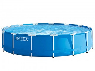 Image Kit piscine tubulaire Intex METAL FRAME ronde Ø457 x 122cm avec filtration a cartouche 3.8m3/h