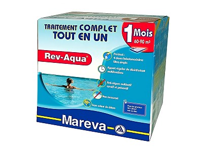 Image Traitement mensuel sans chlore Mareva REV-AQUA 4 en 1 piscine 60 a 90m³