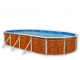 Image Kit piscine hors-sol acier Toi ETNICA ovale 9.15 x 4.57 x 1.2m decor bois