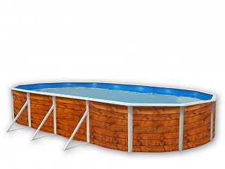 Image Kit piscine hors-sol acier Toi ETNICA ovale 7.3 x 3.66 x 1.2m decor bois