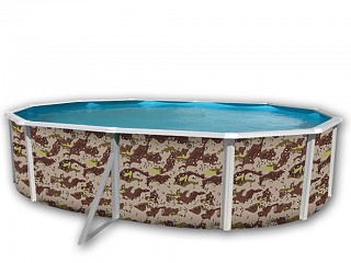 Image Kit piscine hors-sol acier Toi CAMUFLAJE ovale 5.50 x 3.66 x 1.20m decor camouflage