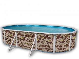 Image Kit piscine hors-sol acier Toi CAMUFLAJE ovale 6.40 x 3.66 x 1.20m decor camouflage