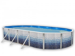 Image Kit piscine hors-sol acier Toi TRENCADIS ovale 7.30 x 3.66 x 1.20m decor ceramique