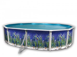 Image Kit piscine hors-sol acier Toi OCEANO ovale 5.50 x 3.66 x 1.20m decor aquatique