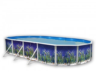 Image Kit piscine hors-sol acier Toi OCEANO ovale 9.15 x 4.57 x 1.20m decor aquatique