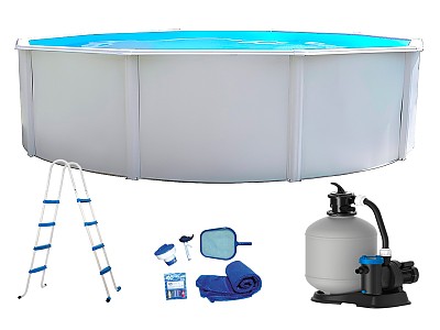 Image Kit piscine hors-sol acier Toi CANARIAS CIRCULAR PACK ronde Ø6.40 x 1.20m laque blanc