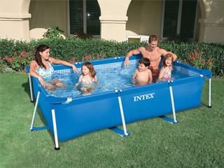 Image Kit piscine tubulaire Intex METAL FRAME JUNIOR rectangulaire 300 x 200 x 75cm bleue a cartouche