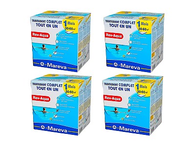 Image Pack 4 mois traitement sans chlore Mareva REV-AQUA 4 en 1 piscine 30 a 60m³