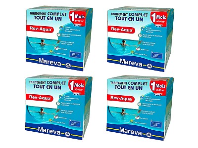 Image Pack 4 mois traitement sans chlore Mareva REV-AQUA 4 en 1 piscine 60 a 90m³