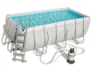 Image Kit piscine tubulaire Bestway POWER STEEL FRAME POOL rectangulaire 412x201x122cm a sable