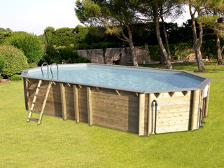 Image Piscine hors-sol bois BWT myPOOL ODYSSEA OCTO+ 840 H146cm margelles et liner gris