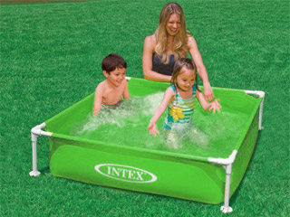 Image Piscine hors-sol tubulaire Intex METAL FRAME JUNIOR carree 122 x 122 x 30cm coloris vert