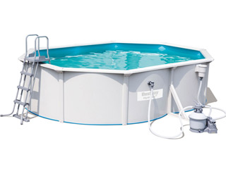 Image Kit piscine Bestway HYDRIUM STEEL WALL POOL ovale filtration a sable 500x360x120 cm