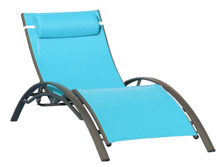 Image Chaise longue multi-positions aluminium et textilene 170cm x 70cm x 30cm coloris turquoise