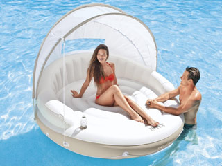 Image Lounge gonflable Intex CARAIBES ronde dimensions Ø199 x 150cm pour piscine ou plage