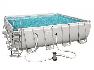 Image Kit piscine tubulaire Bestway POWER STEEL FRAME POOL carree 488x488x122cm filtration sable