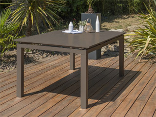 Image Table de jardin ZAHARA aluminium avec rallonge 180/240x100x73cm Sable