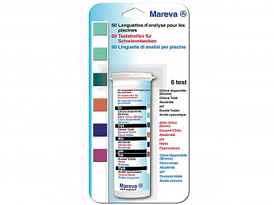 Image Boite de 50 bandelettes d'analyse Cl/Br/PH/TH/TAC/CYA