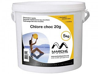 Image Pastilles de chlore choc AquaPiscine 20g seau 5kg