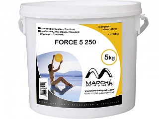 Image Desinfectant multifonction piscine FORCE 5 galets 250gr AquaPiscine seau 5kg