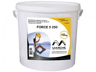 Image Desinfectant multifonction piscine FORCE 5 galets 250gr AquaPiscine seau 10kg