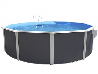 Image Kit piscine hors-sol acier Toi ANTHRACITE PRESTIGIO 120 ronde Ø460x120cm filtre a sable