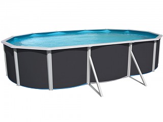 Image Kit piscine hors-sol acier Toi ANTHRACITE PRESTIGIO 120 ovale 640X366X120cm filtre a sable