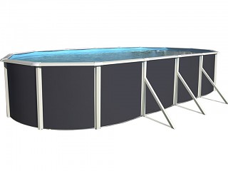 Image Kit piscine hors-sol acier Toi ANTHRACITE PRESTIGIO 120 ovale 730X366X120cm filtre a sable