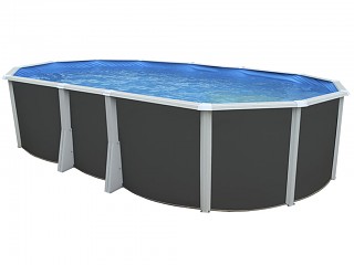 Image Kit piscine hors-sol acier Toi ANTHRACITE IBIZA COMPACT ovale 640X366X132cm filtre a sable