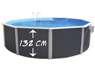 Image Kit piscine hors-sol acier Toi ANTHRACITE MAGNUM COMPACT ronde Ø460x132cm filtre a sable