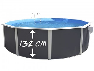 Image Kit piscine hors-sol acier Toi ANTHRACITE MAGNUM COMPACT ronde Ø550x132cm filtre a sable