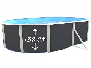 Image Kit piscine hors-sol acier Toi ANTHRACITE MAGNUM COMPACT ovale 550x366x132cm filtre a sable