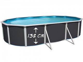 Image Kit piscine hors-sol acier Toi ANTHRACITE MAGNUM COMPACT ovale 640x366x132cm filtre a sable