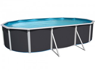 Image Kit piscine hors-sol acier Toi ANTHRACITE MALLORCA ovale 640x366x120cm filtre a sable