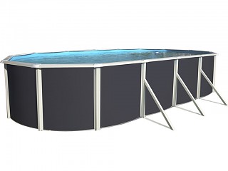 Image Kit piscine hors-sol acier Toi ANTHRACITE MALLORCA ovale 915x457x120cm filtre a sable