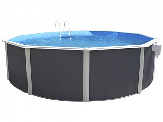 Image Kit piscine hors-sol acier Toi ANTHRACITE CANARIAS ronde Ø350x120cm filtre a sable