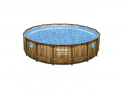 Image Kit piscine Bestway POWER STEEL SWIM VISTA ronde Ø549x122cm effet bois avec hublots