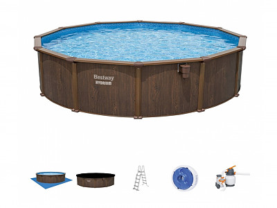 Image Kit piscine hors sol acier ronde Bestway Hydrium 5,49 x 1,30m aspect bois