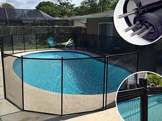 Image Cloture piscine filet demontable SECURIPOOL by Aqualux Noire 2m fixations 16mm