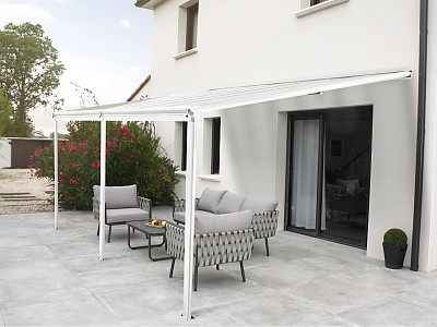 Image Pergola adossee DCB GARDEN CIELO 4x3m aluminium blanc, 9.36 m²