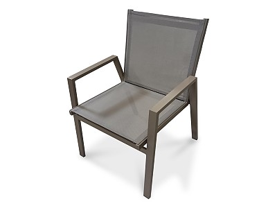 Image Fauteuil de jardin empilable FLORIDE en textilene et aluminium gris DCB Garden