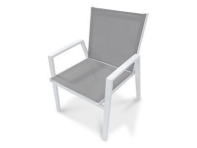 Image Fauteuil de jardin empilable FLORIDE en textilene taupe et aluminium blanc DCB Garden