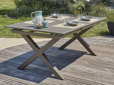 Image Table de jardin FLORIDE 180/240x100cm alu quartz avec rallonge automatique DCB Garden