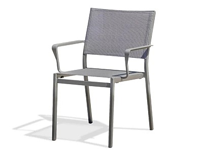 Image Fauteuil de jardin empilable STOCKHOLM en textilene et aluminium gris fonce DCB Garden