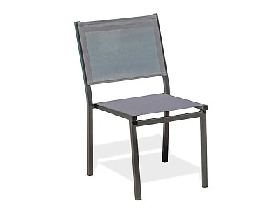 Image Chaise de jardin TOLEDE empilable en aluminium et textilene gris fonce DCB Garden