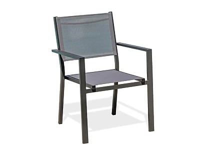 Image Fauteuil de jardin TOLEDE empilable en aluminium et textilene gris fonce DCB Garden